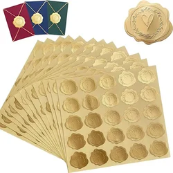 100/200pcs Gold Embossed Heart Sticker Envelope Gift Wrap Self-Adhesive Seal Stickers Sticker For Wedding Party Invitation Decor