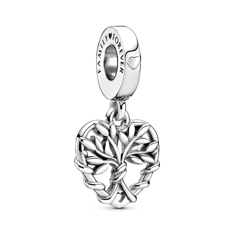 Hot Sale Fine Sparkling Hearts Family Tree Charm Beads Fit Original European 925 Sterling Silver Bracelet DIY Women Jewelry Gift