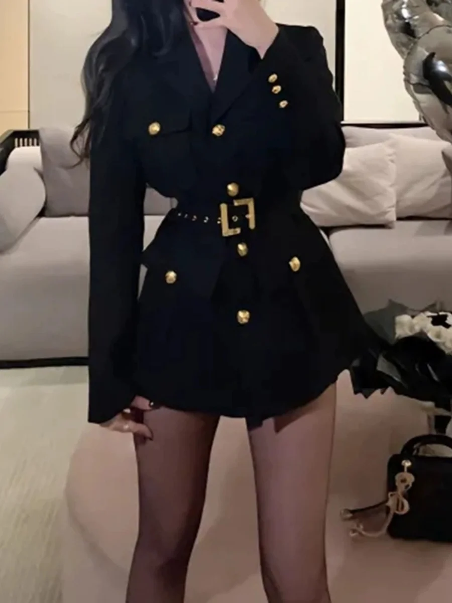 Korean Style Slim Fit Waistcoat Fashionable Little Black Dress Suit Jacket Women's Autumn Winter New Arrival Versatile Slimmi...
