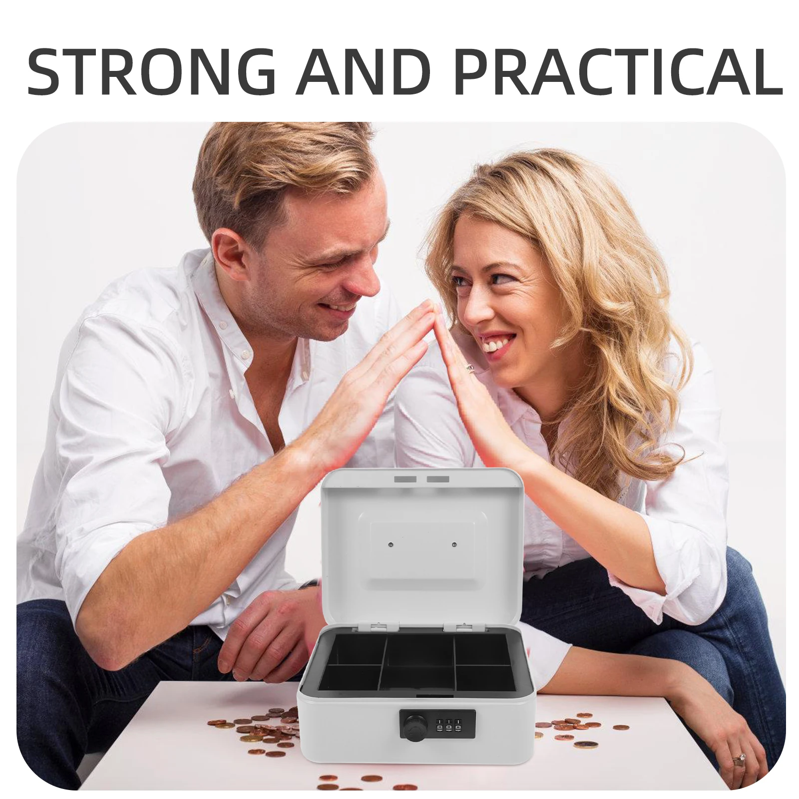 قفل معدني صغير لصندوق منظم تخزين النقود مع قفل صندوق نقود مقفل على الطراز الكلاسيكي للتذكار الشخصي المنزلي #4