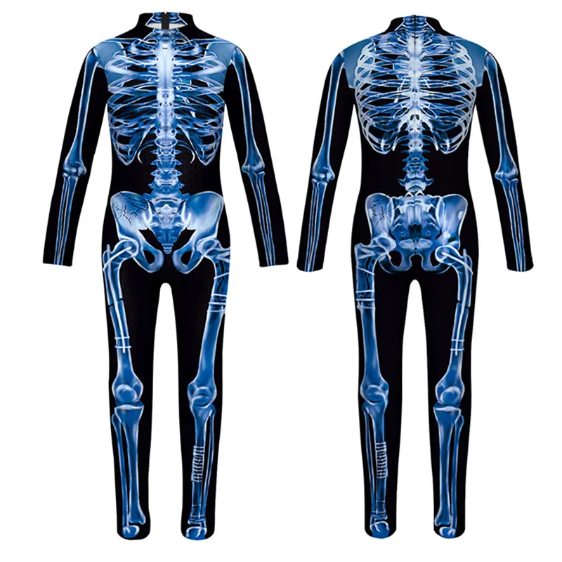 Fluorescence skeleton 3D Print Kids Cosplay Jumpsuit Boys Girls Halloween Carnival Party Costumes Children Bodysuit Outfit New