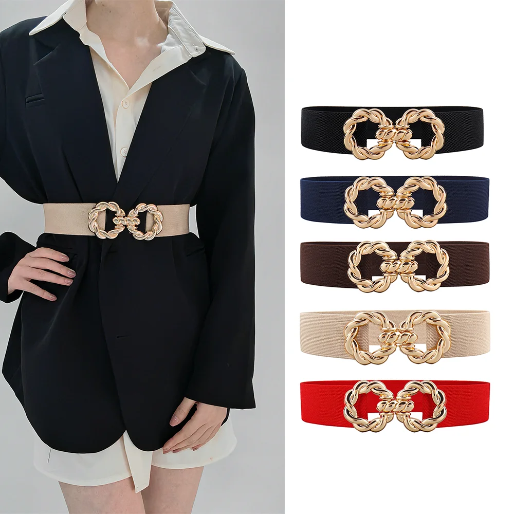 Waist Belt Women's Belt Corset Wide Elastic Dress Belt Luxury Designer Brand Stretch Elastic Wide Corset Metal Buckle Waistband
