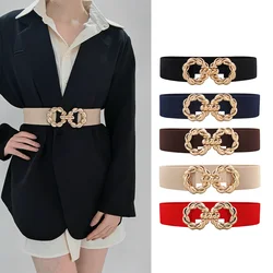 Waist Belt Women's Belt Corset Wide Elastic Dress Belt Luxury Designer Brand Stretch Elastic Wide Corset Metal Buckle Waistband
