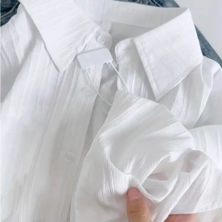 

White Lazy Summer Summer Initial Autumn Outerwear Loose Long Sleeve Women's Outerwear Sun Protection Shirt Collar