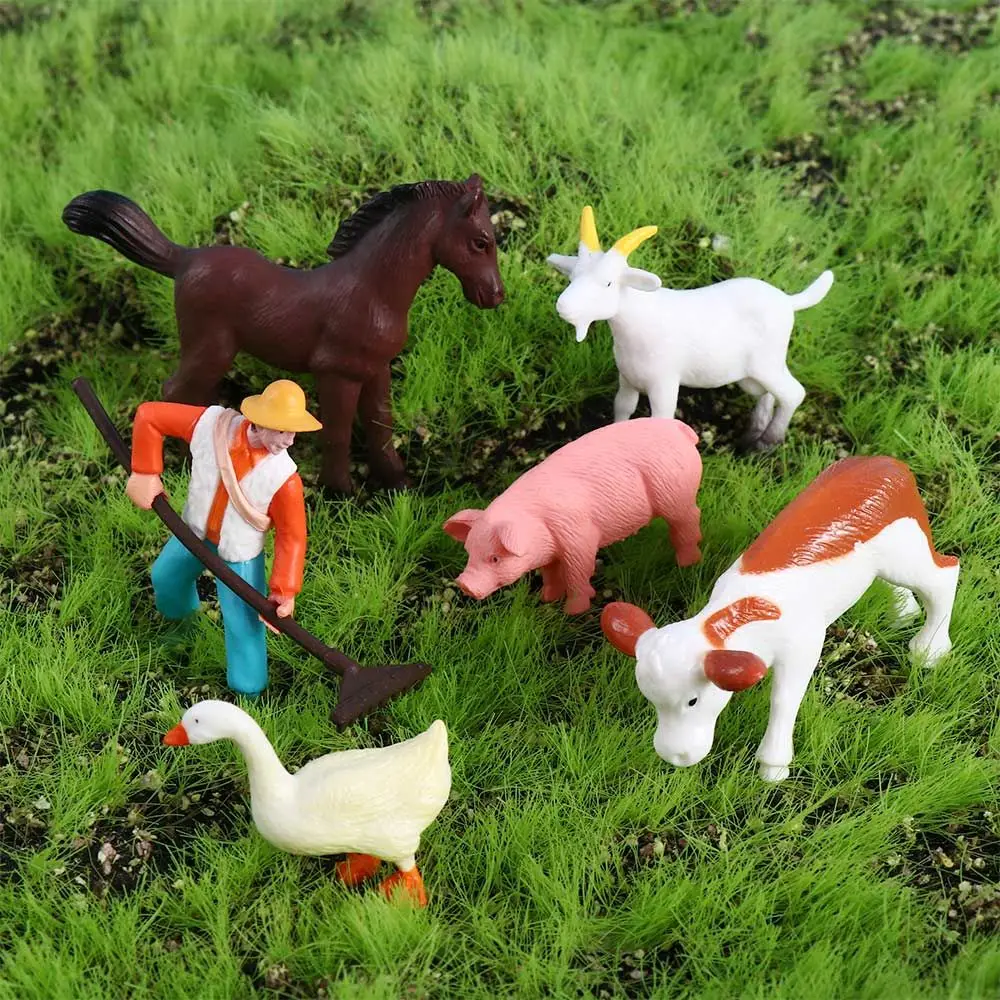 DIY Farmland Worker Pig Horse Cow sheep Duck Animal Model figurine Goat home decor miniature fairy garden decoration accessories