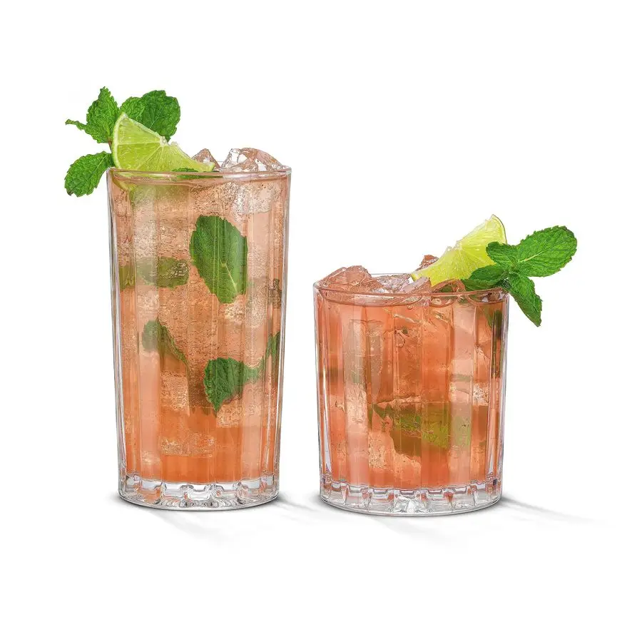 

Набор из 8 стаканов для питья из 8 стаканов в рубчик Alina. Набор Rock Glass 12 унций и Highball Glass на 14 унций. Коктейльные бокалы, ледяной кофе C