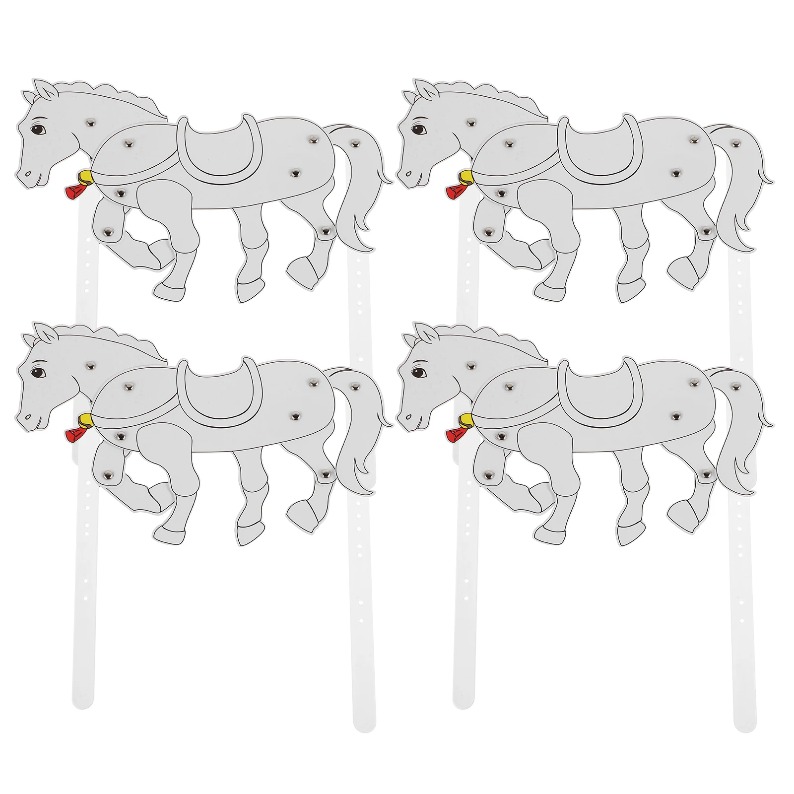 4 Uds. Marionetas de sombra artesanales DIY marionetas caballo juguete accesorio chino accesorio de plástico colorido