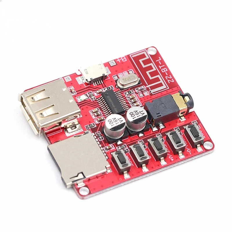 5Pcs Lossless Decoding Module Wireless Bluetooth MP3 Decoder Board 3.7-5V BLE 4.1 Circuit Board Micro USB TF Card Interface