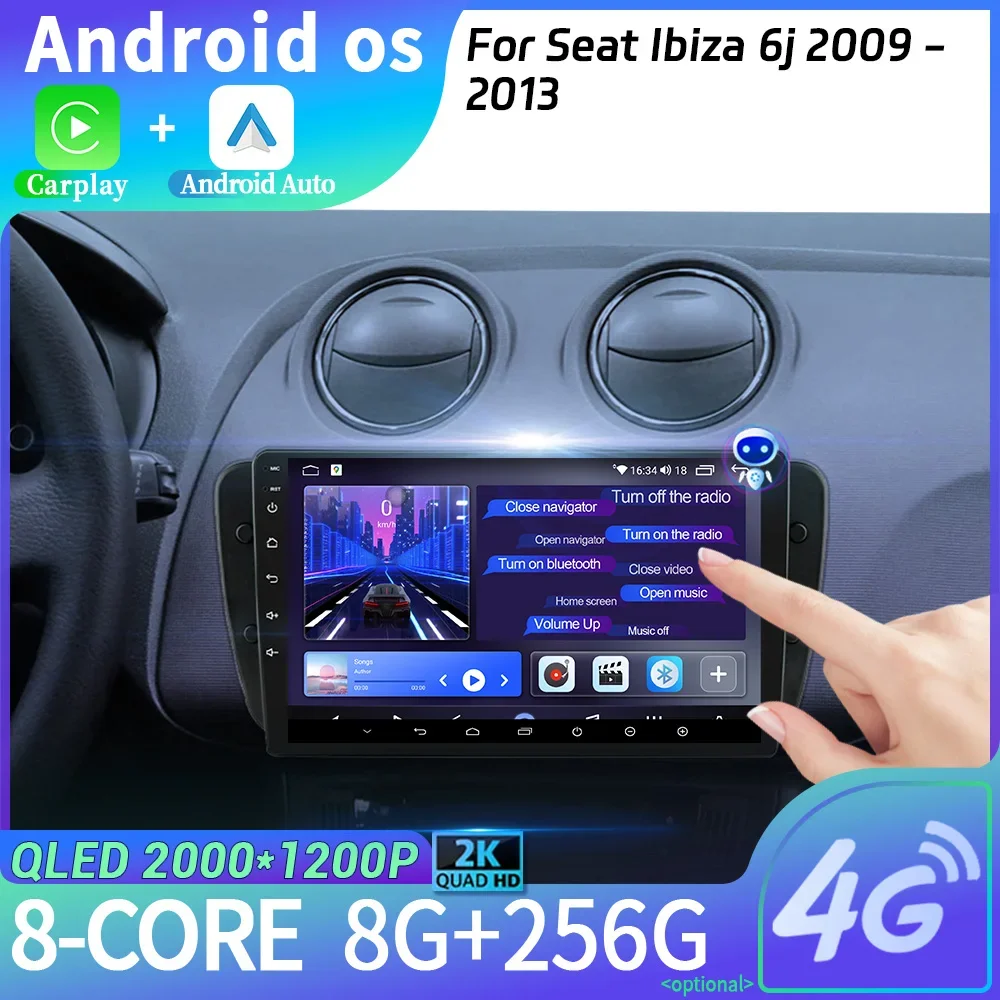 Radio samochodowe Nawigacja multimedialna Android 14 Dla Seat Ibiza 6j 2009-2013 Bezprzewodowa jednostka główna Carplay Stereo Ekran 2DIN WIFI