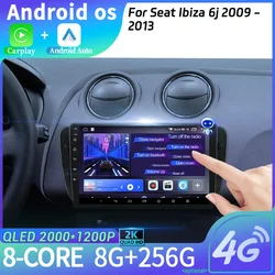 Radio samochodowe Nawigacja multimedialna Android 14 Dla Seat Ibiza 6j 2009-2013 Bezprzewodowa jednostka główna Carplay Stereo Ekran 2DIN WIFI