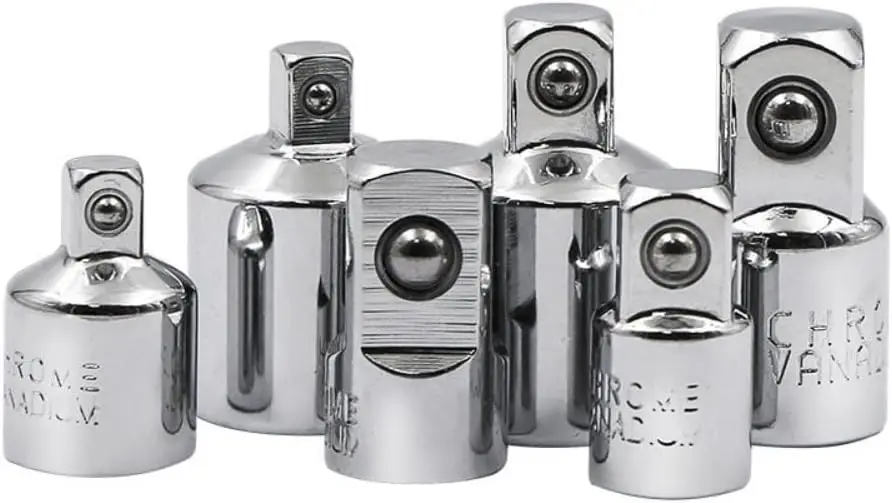 

6 PCS Socket Adapter Set, 1/4', 3/8', 1/2' Chrome Vanadium Ratchet Socket Kit
