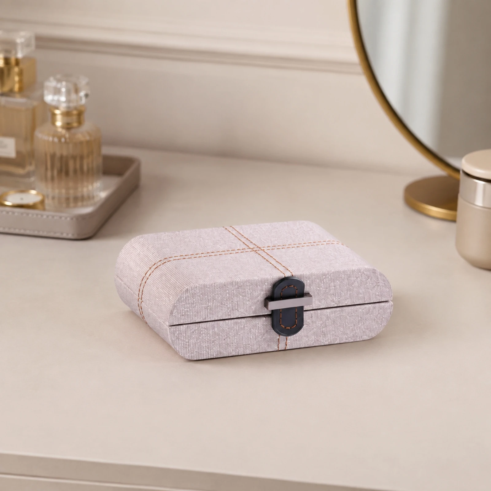 Storage Box Slim Structured Jewelry Storage Case for Dressing Table, Vanity