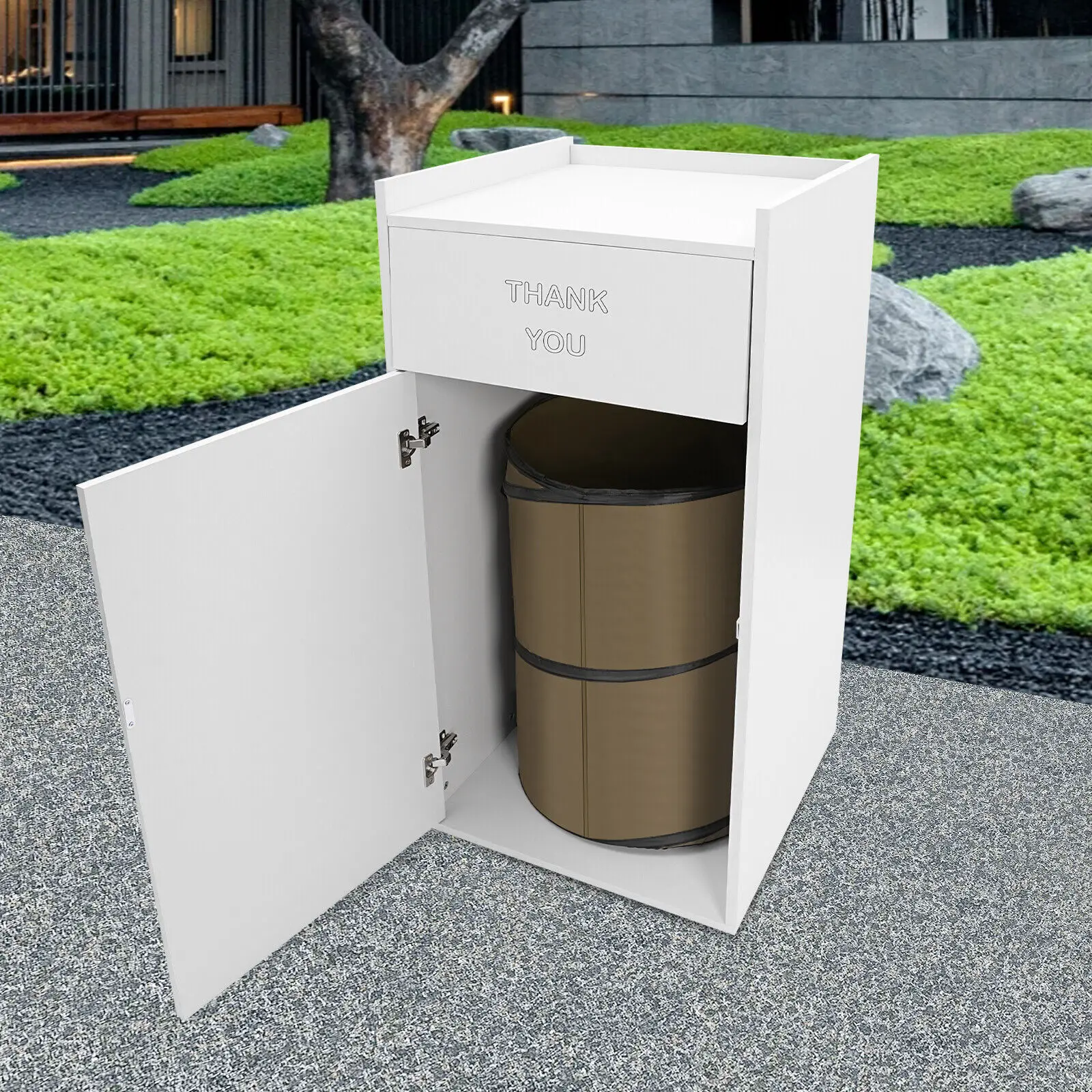 

Silver Public Place Trash Can Environmentally Friendly Ecological Board - Moisture-Proof, Anti-Deformation And Anti-Wear