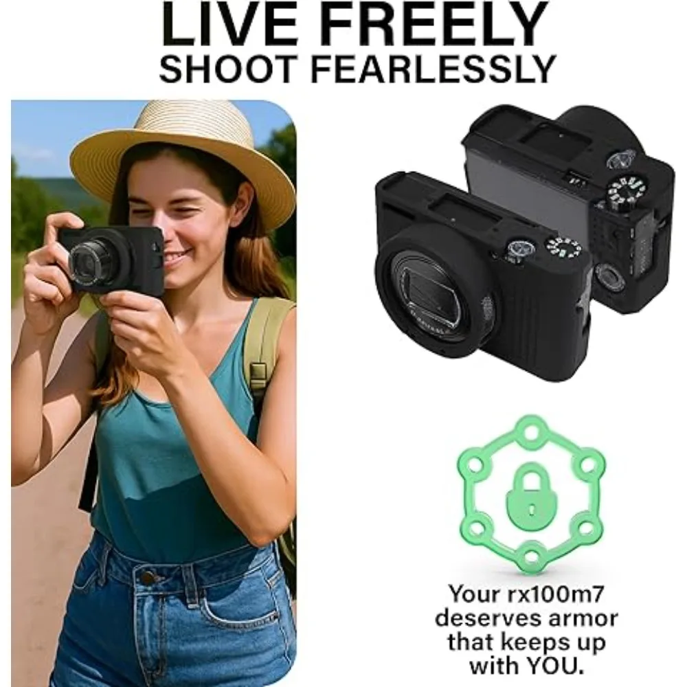 

For Sony RX100 VII, soft rubber silicone housing, lightweight camera protective bag with free tempered film,