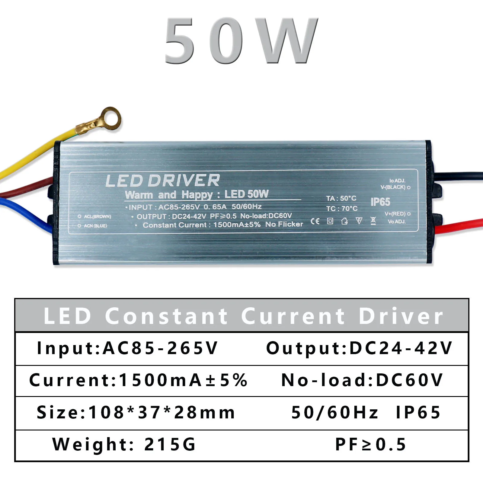 LDE Driver IP65 10W 20W 30W 40W 50W DC24-42V LED Lighting Transformer IP65 Street lamp Floodlight Waterproof Adapter AC85-265V