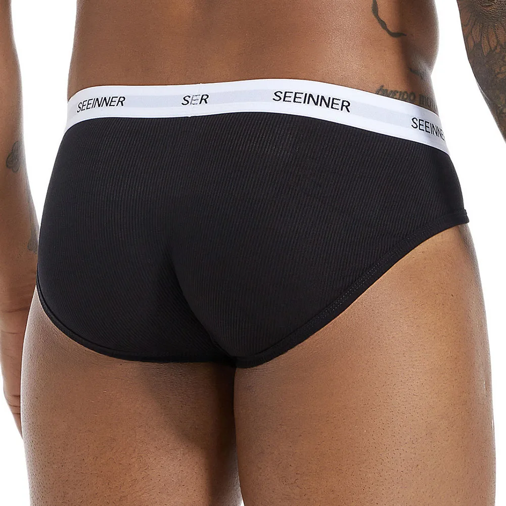 Roupa interior masculina de algodão cuecas de respiração troncos cintura baixa lingerie gay sissy calcinha u convexo bolsa boxers sem costura cuecas macias