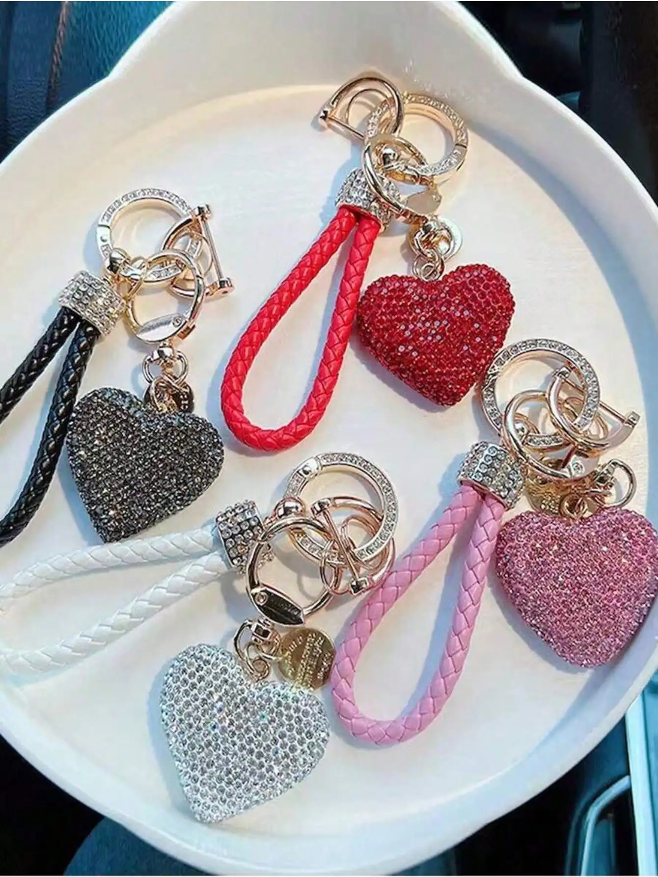 Valentine's Day Gift Heart Keychain Wristlet Bling Keychains For Women Key Chain For Car Keys Purse Charms Handbag Backpack Accessories Engagement Wedding Birthday Party Gift