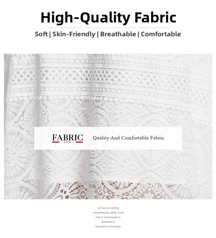 Vestido elegante de encaje blanco para mujer, vestido largo de verano adecuado para banquetes, ocasiones de fiesta de cumpleaños francesa