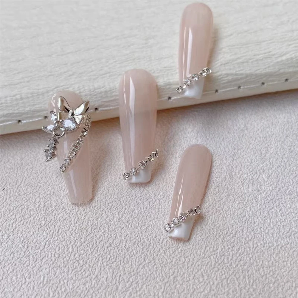 100/50cm Long Luxury Crystal Chain Nail Charms 1.5/2mm Shinying Clear/AB Diamond Nail Art Metal Steel French Manicure Crystal