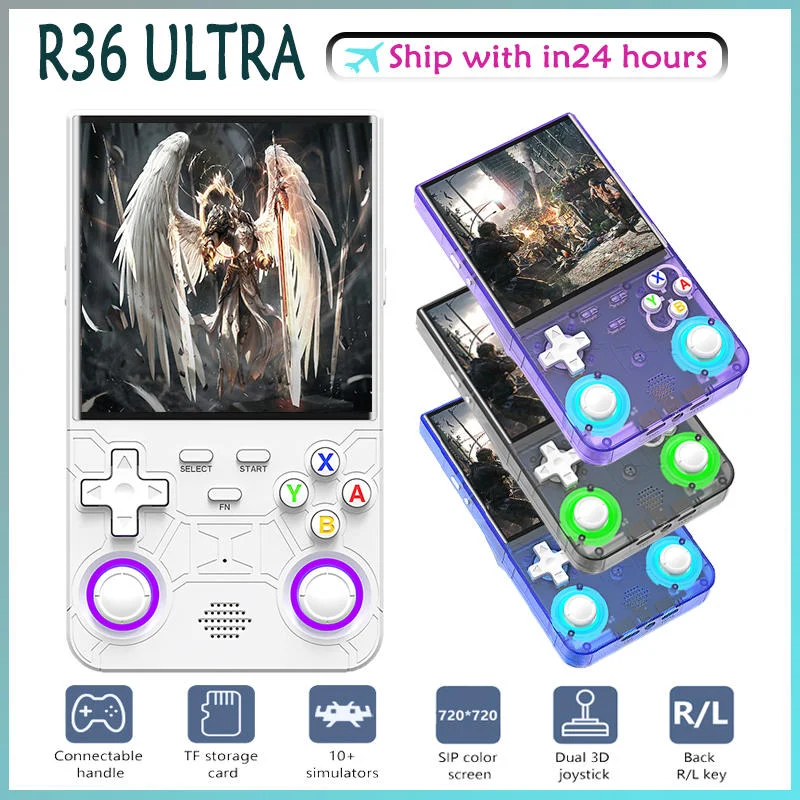 

New R36 ULTRA Handheld Video Game Console Retro Linux System HD 4inch IPS Screen Open Source Portable Video Player 128GB Games
