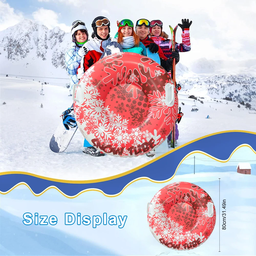 قطعة واحدة من أنبوب الثلج القابل للنفخ للبالغين، زلاجات سميكة شديدة التحمل مع مقابض، معدات رياضية شتوية خارجية للأنشطة العائلية