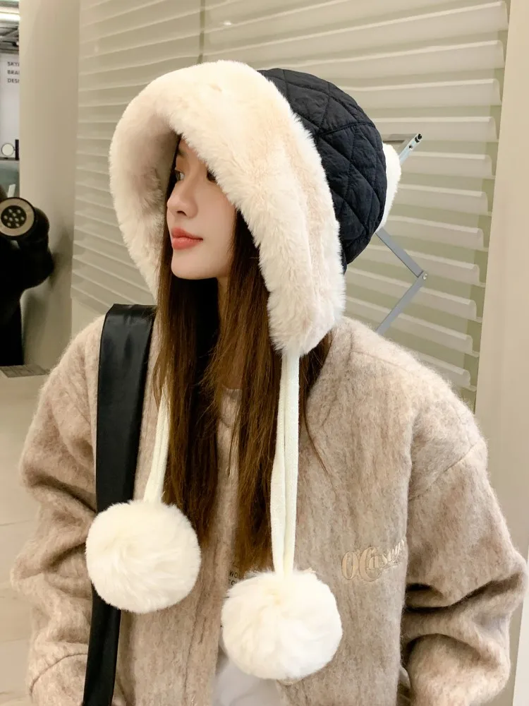 Autumn Winter Warm Hats for Women Girls Cute Rabbit Ears Knitted Hat Soft Thicken Skullies Beanies Cap Outdoor Panama Ski R254