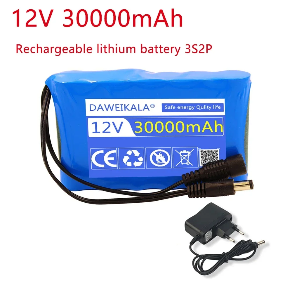 18650 12V 30000mAh 3s2p Capacity DC 12.6v 30Ah Portable Rechargeable Li-ion Battery for fishing lights