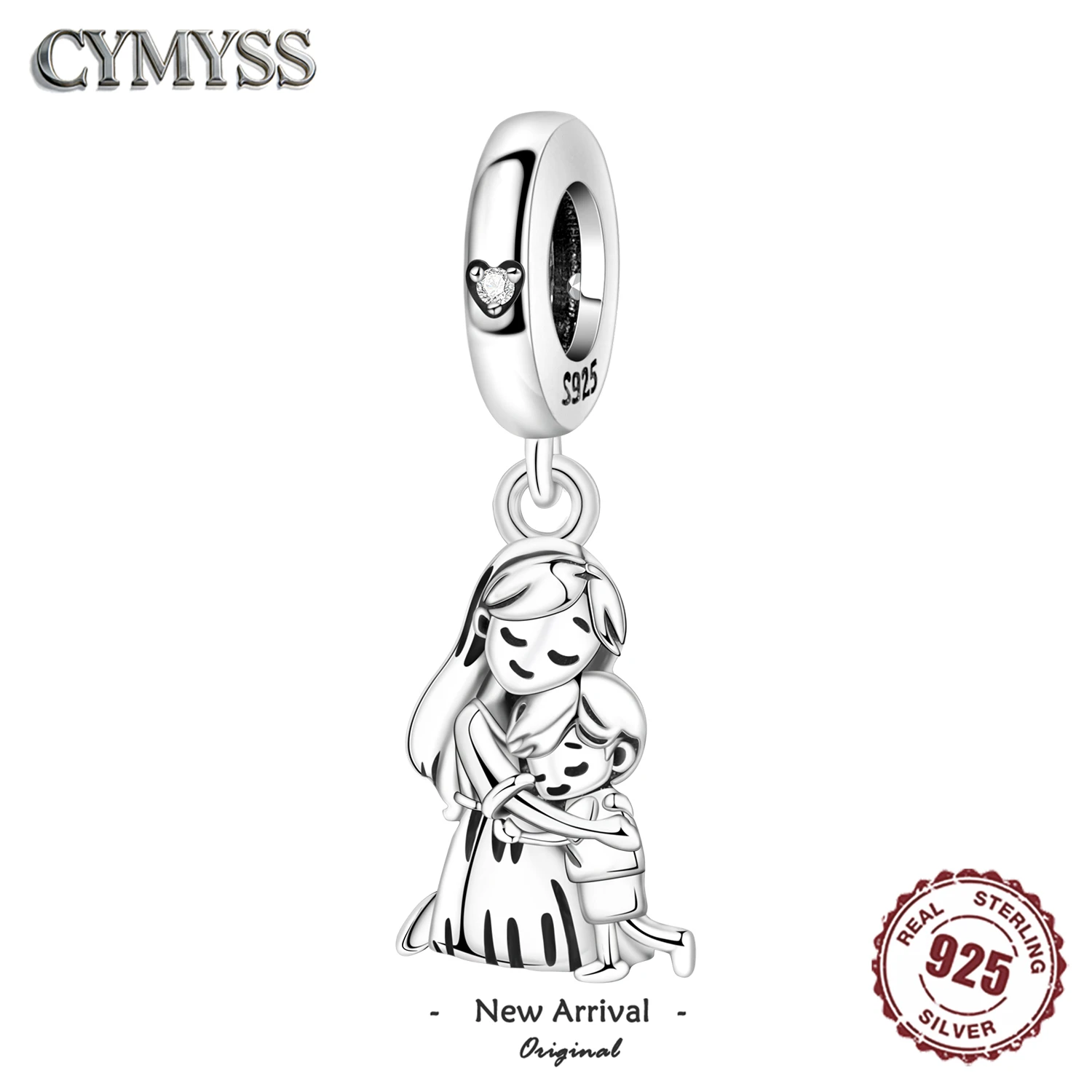 

925 Sterling Silver Mother and Child Embrace Pendant Charms DIY Beads Accessories Fit Bracelet Necklace Fashion Jewelry Gifts
