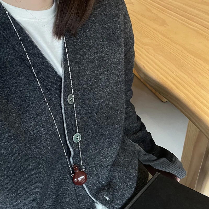 DIY Perfume Bottle Sweater Chain Men Women Versatile Premium Light Luxury Long Necklace Fashion Jewelry Gift
