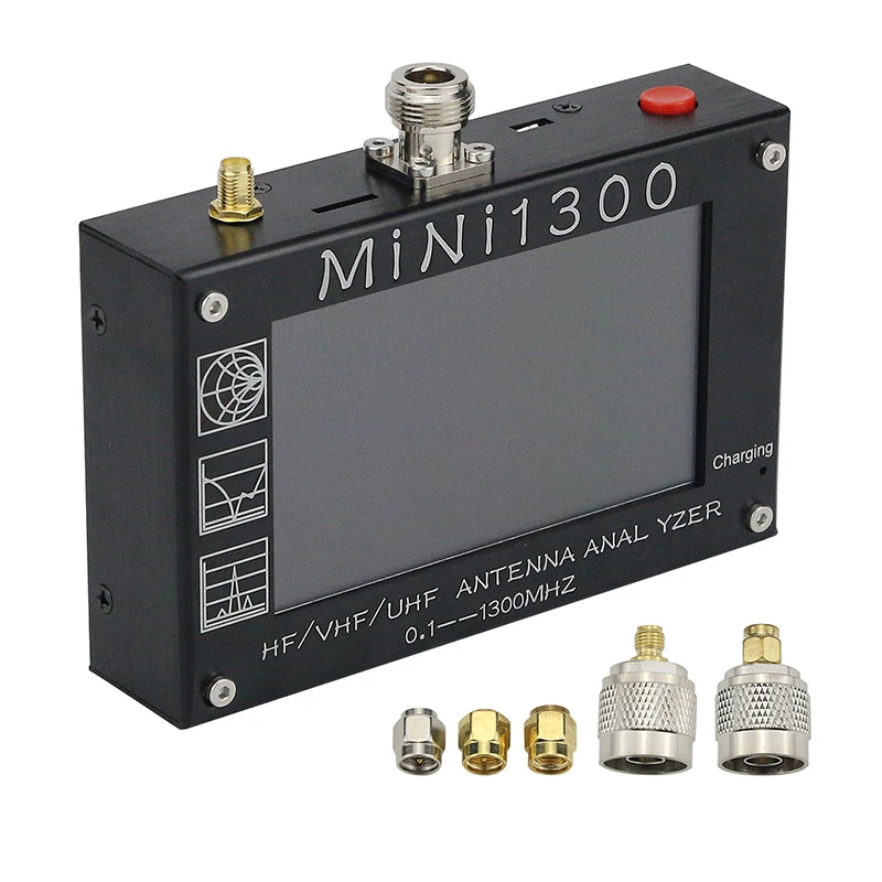 Mini1300 4. 3-calowy ekran dotykowy LCD 0.1-1300MHz HF/VHF/UHF ANT SWR analizator antenowy miernik Tester