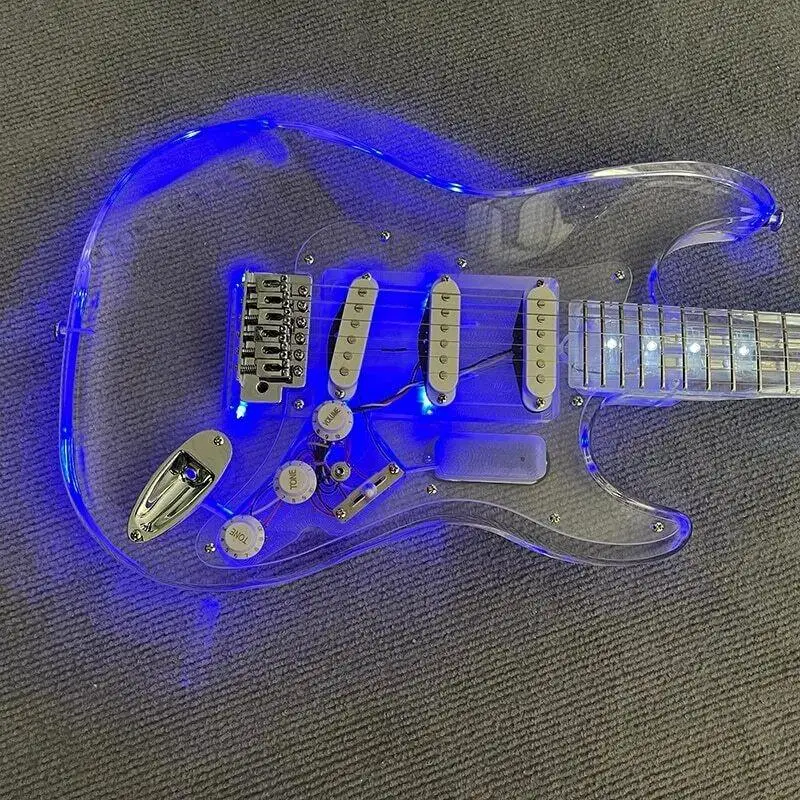 Acrylic Electric Guitar, LED Light, Metal Color Professional Quality Assurance