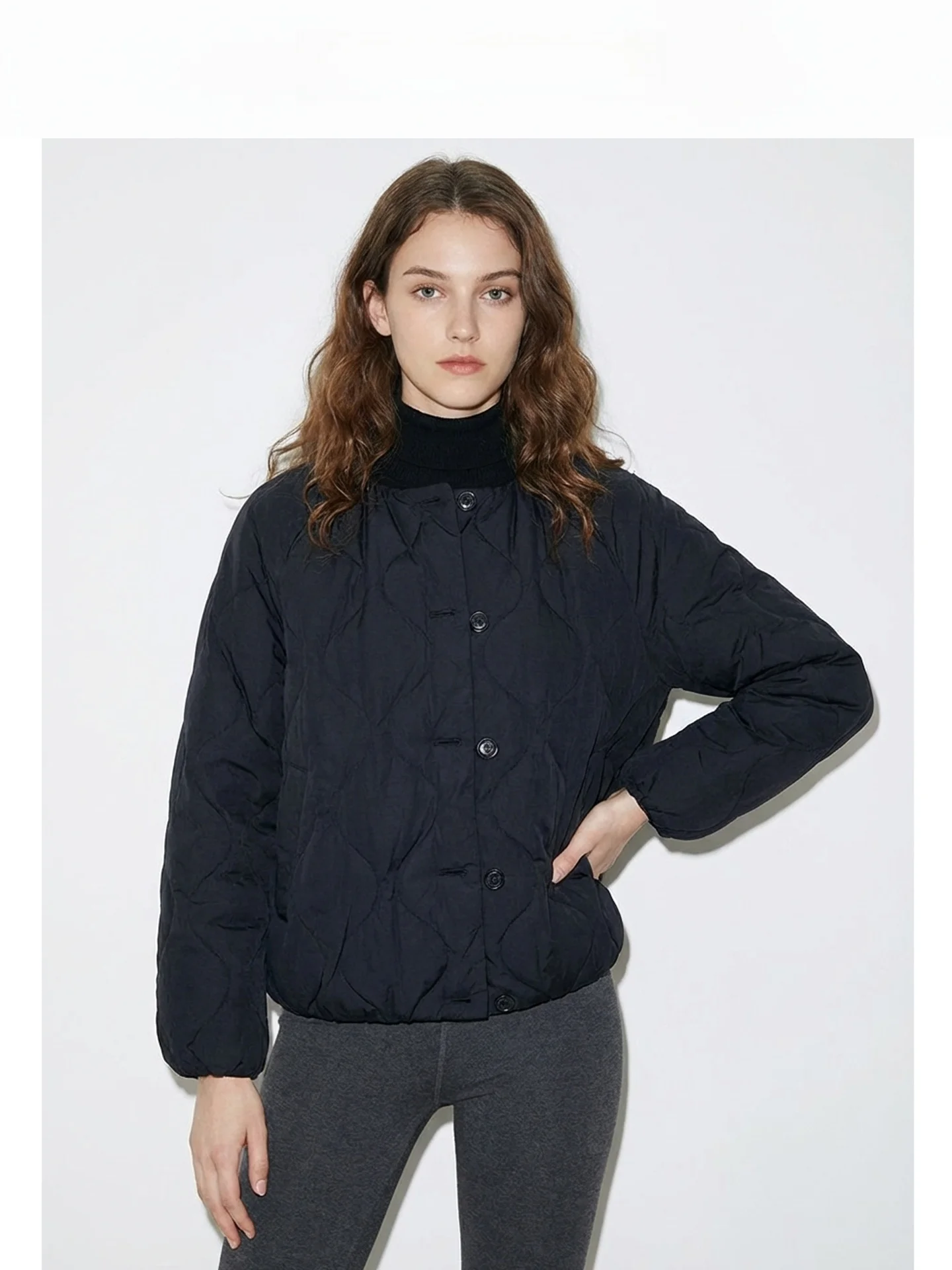 

Warm ort Puffer Jaet Women's Loose Fit round Ne Quilted Du down Coat Spring Autumn Commute Sle Faionable Outerwear