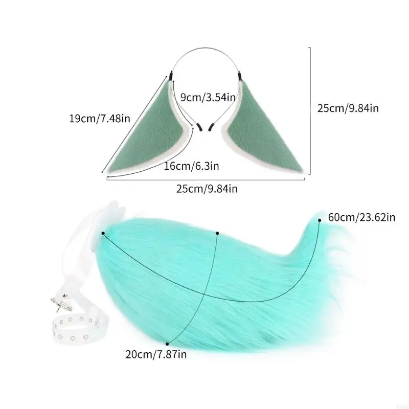 H58e Cosplay Complay Costumes Faux Furs Foxes Wolf Furry Tail and Ears Beadband for Halloween Party Costume Association