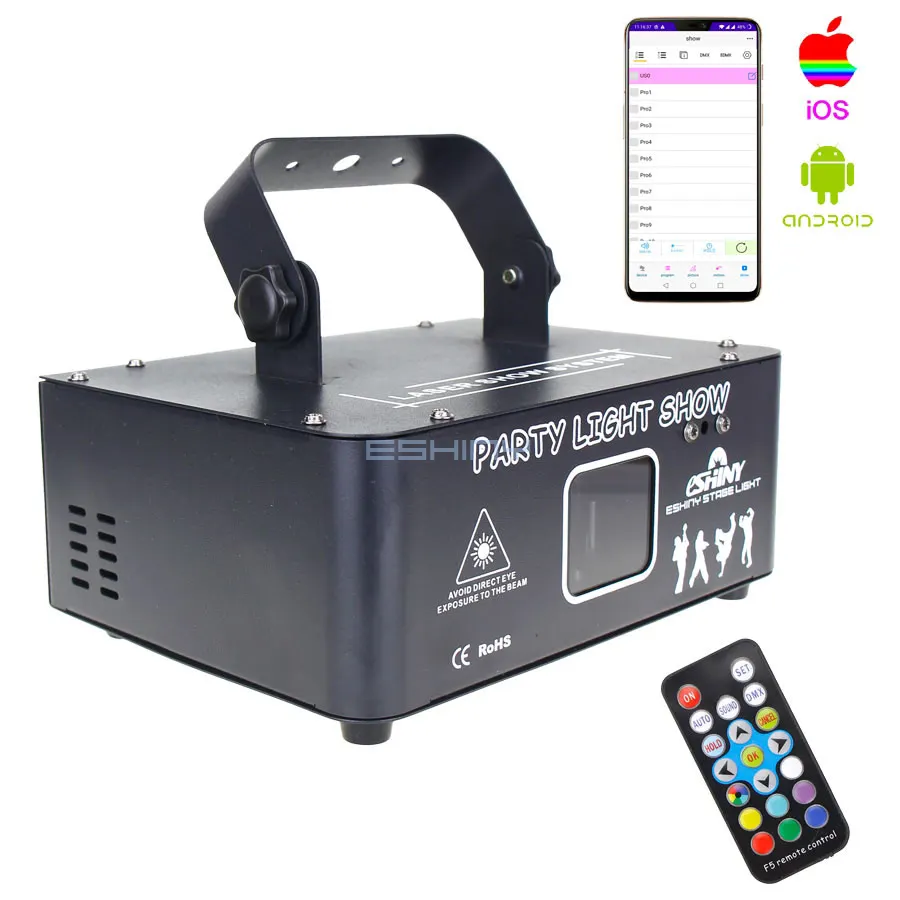 DF500 Android IOS APP RGB Laser Animatie DJ Lights Disco Party Projector Beam Dance Bar Kerstdecoratie Podiumeffect Lamp Show