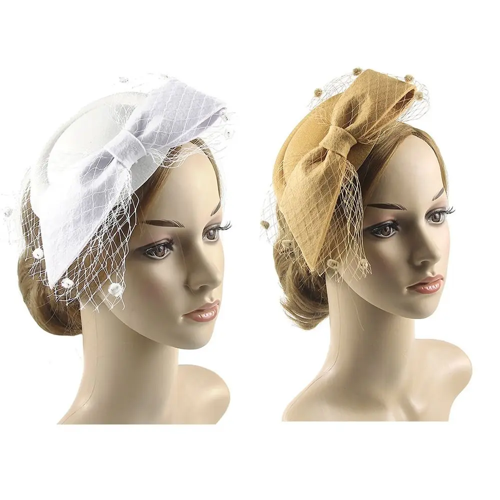 خمر شبكة أغطية الرأس الزفاف الزفاف قطع زينة قبعة الشاي حزب أغطية الرأس مع كليب