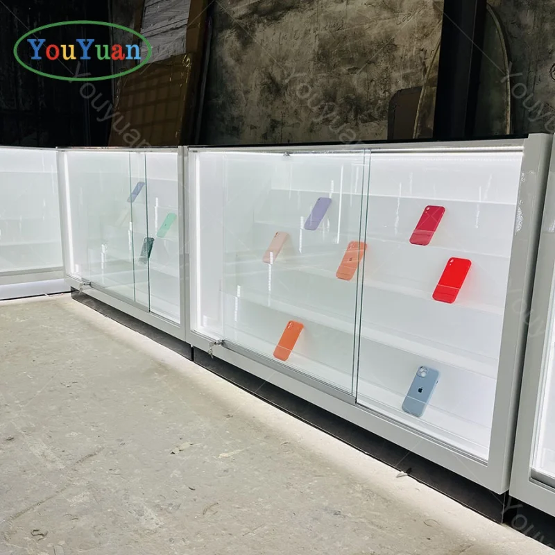 (customized)Factory Direct Sale Glass Cell Phone Display Cabinet Showcase Mobile Phone Shop Decoration Shop Interior Design