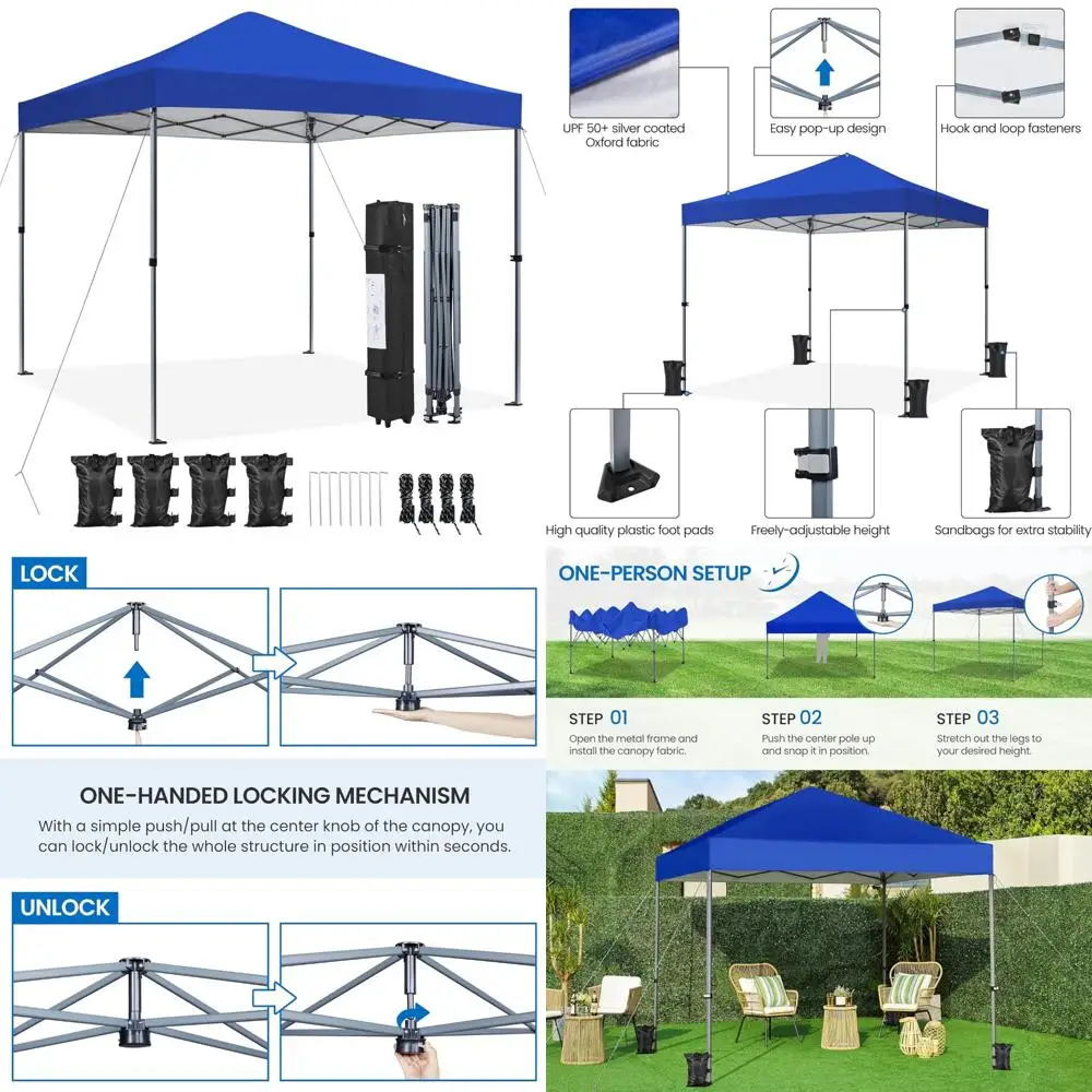 

Yaheetech 8x8 Pop Up Canopy Easy Set-up Tent, Portable Outdoor Canopy Instant Tent, Commercial Gazebo with Wheeled Carry Bag & 4