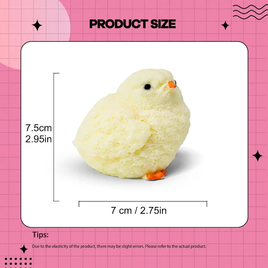 2PCS Taba Squishy Chick Toy Hand Make Fidget Chicken Sticky Silicone Squeeze Toys Ultra Soft for Adults Chick Squishies Toys fo