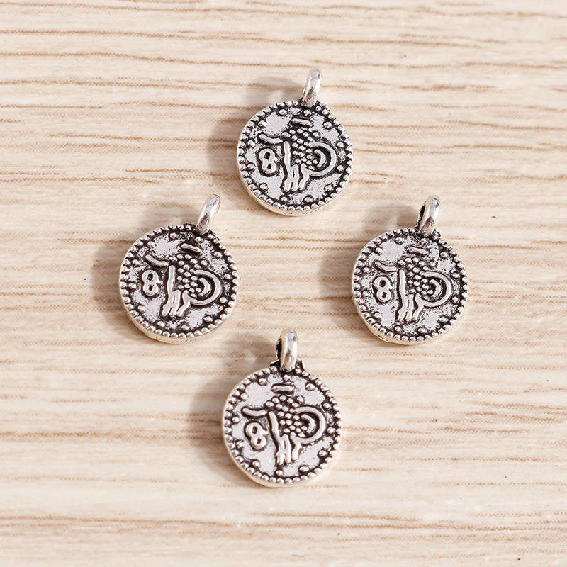 Tusember 50 Stück Mini Metall Vintage Yoga OM Buddha Anhänger für DIY Schmuckherstellung Armband Halskette Handgemachtes Kunsthandwerk – Detail 3