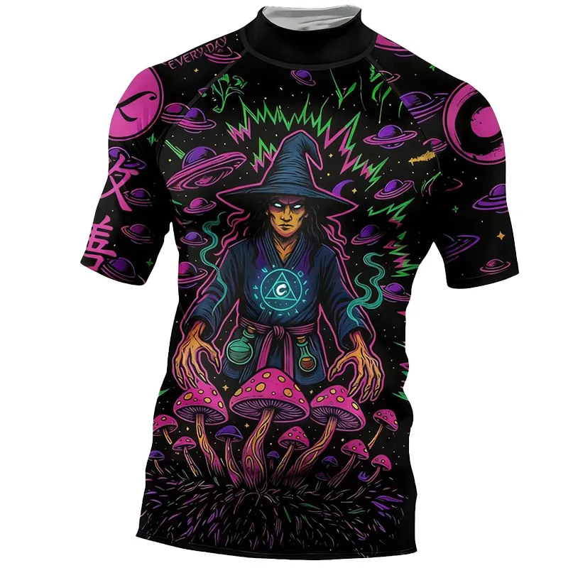 Men Surfing Wear New Mock Neck Design Rash Guard Men Sports Grappling Gi Jiu Jitsu Rashguard Quick Dry UPF 50+ Fitness T Shirt