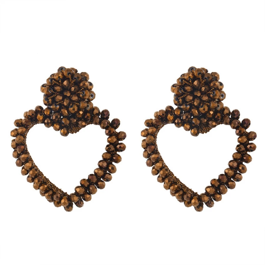 INKDEW Heart Shape Drop Earrings For Women Beads Handmade Threading Crystal Big Long Earrings Jewelry Gift EA078