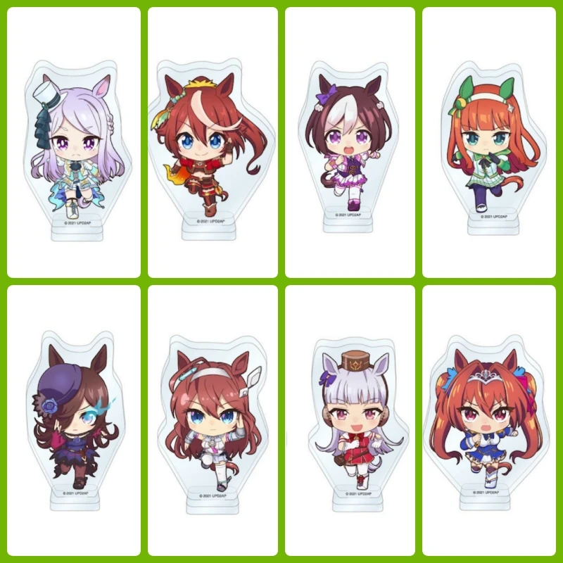 10CM Uma Musume joli Derby Anime support acrylique ornements porte-clés casquette Oguri, clair Bliss, Silence Suzuka Cosplay support de figurine