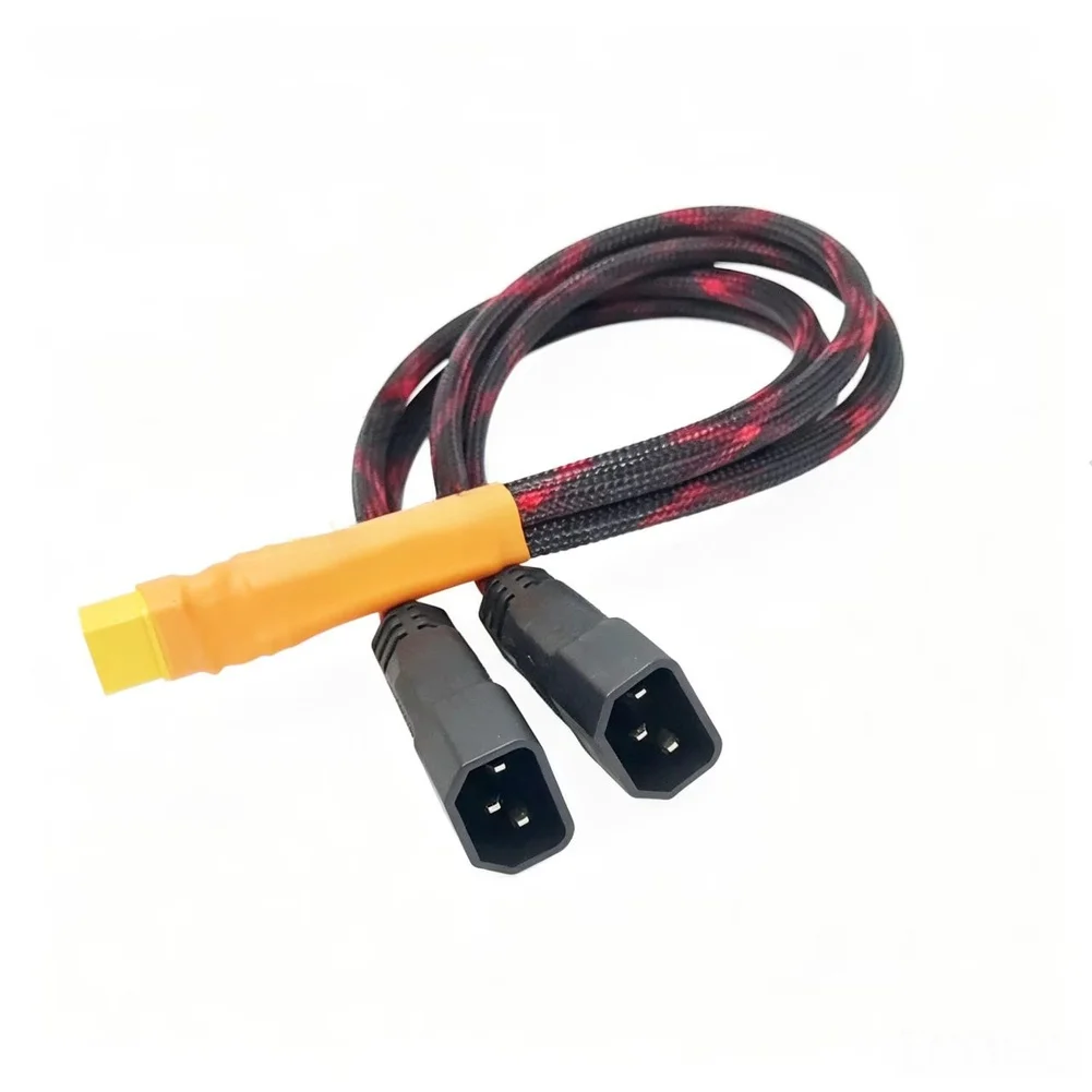 Flexible Silicone For Male Female To Dual Straight Pin Socket Power Cable 2-Wheel One To Two Split Flow Line Y Splitter