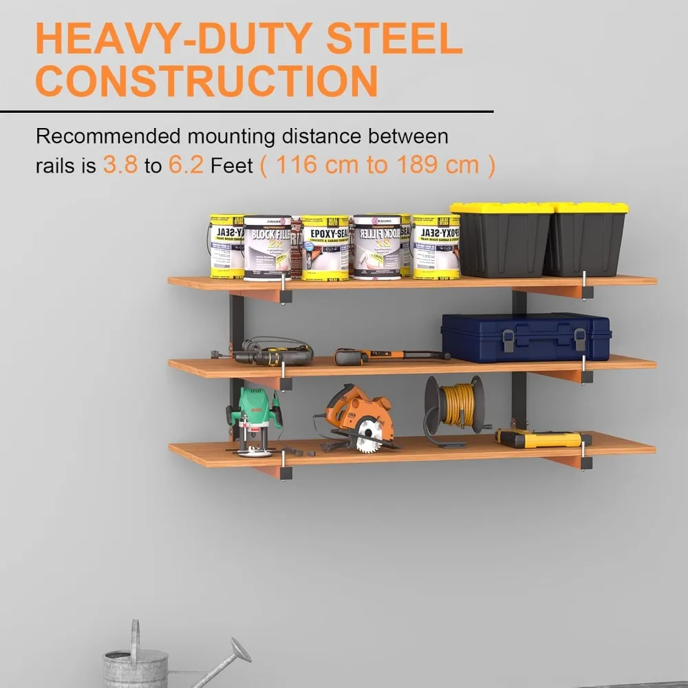 جديد - حامل حائط على الحائط، رف تخزين الخشب، رفوف تخزين خشبية شديدة التحمل مع نظام 9 مستويات، كمية بديلة 1080 رطل