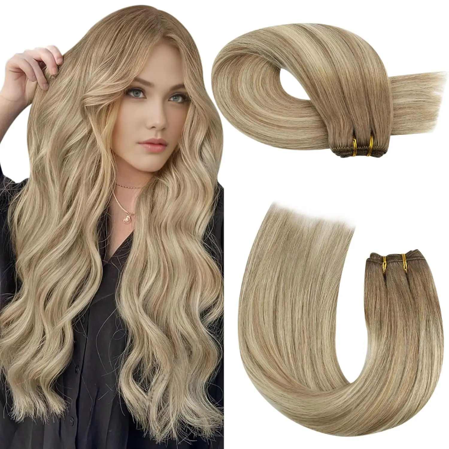 [New] Moresoo Sew in Hair Weft Human Hair Extensions 100G Real Natural Hair Weave Bundles for Women Full Head Weft Extensions