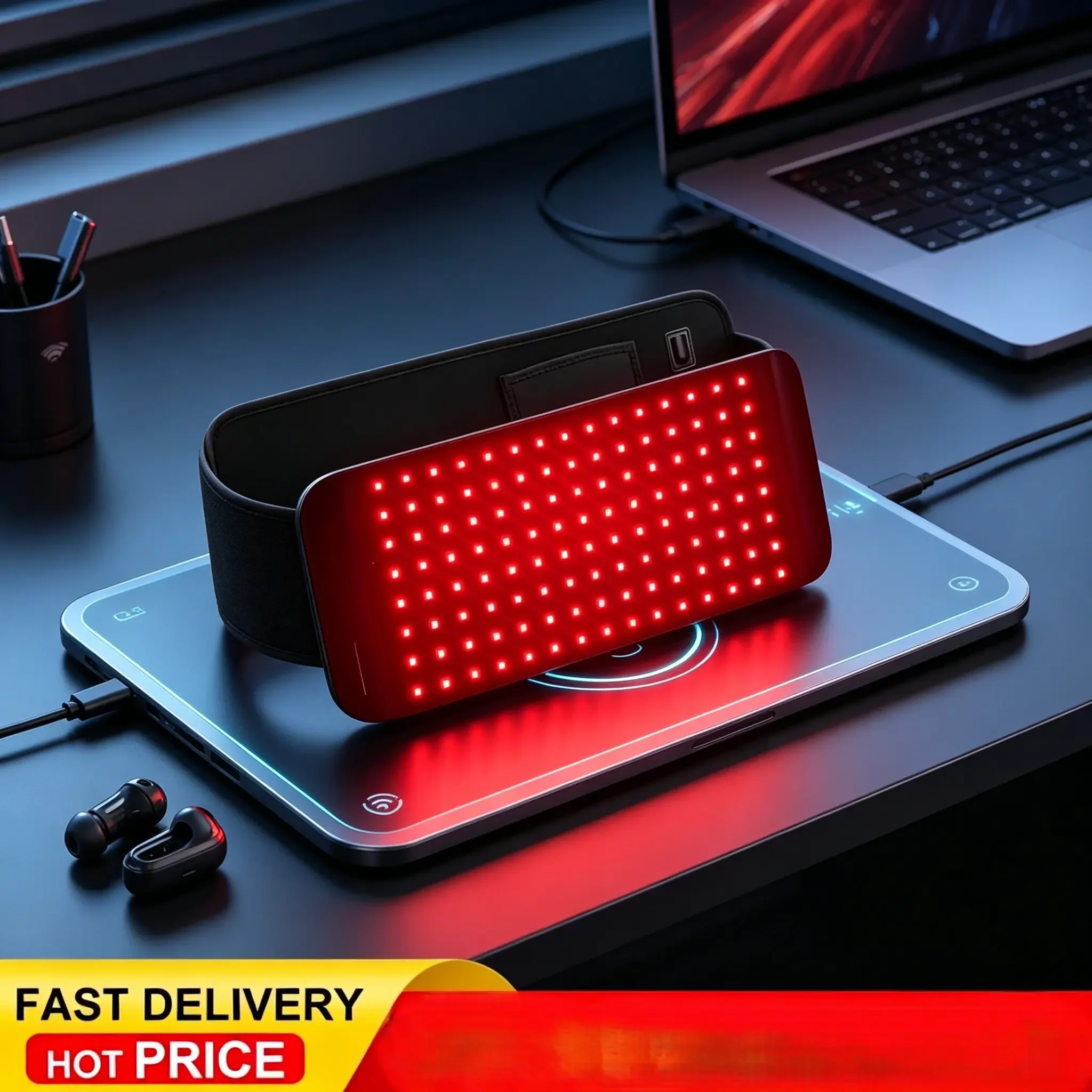 

660nm 850nm Red Light Therapy Pad, Portable LED Infrared Heat Pad for Full Body Pain Relief & Skin Beauty