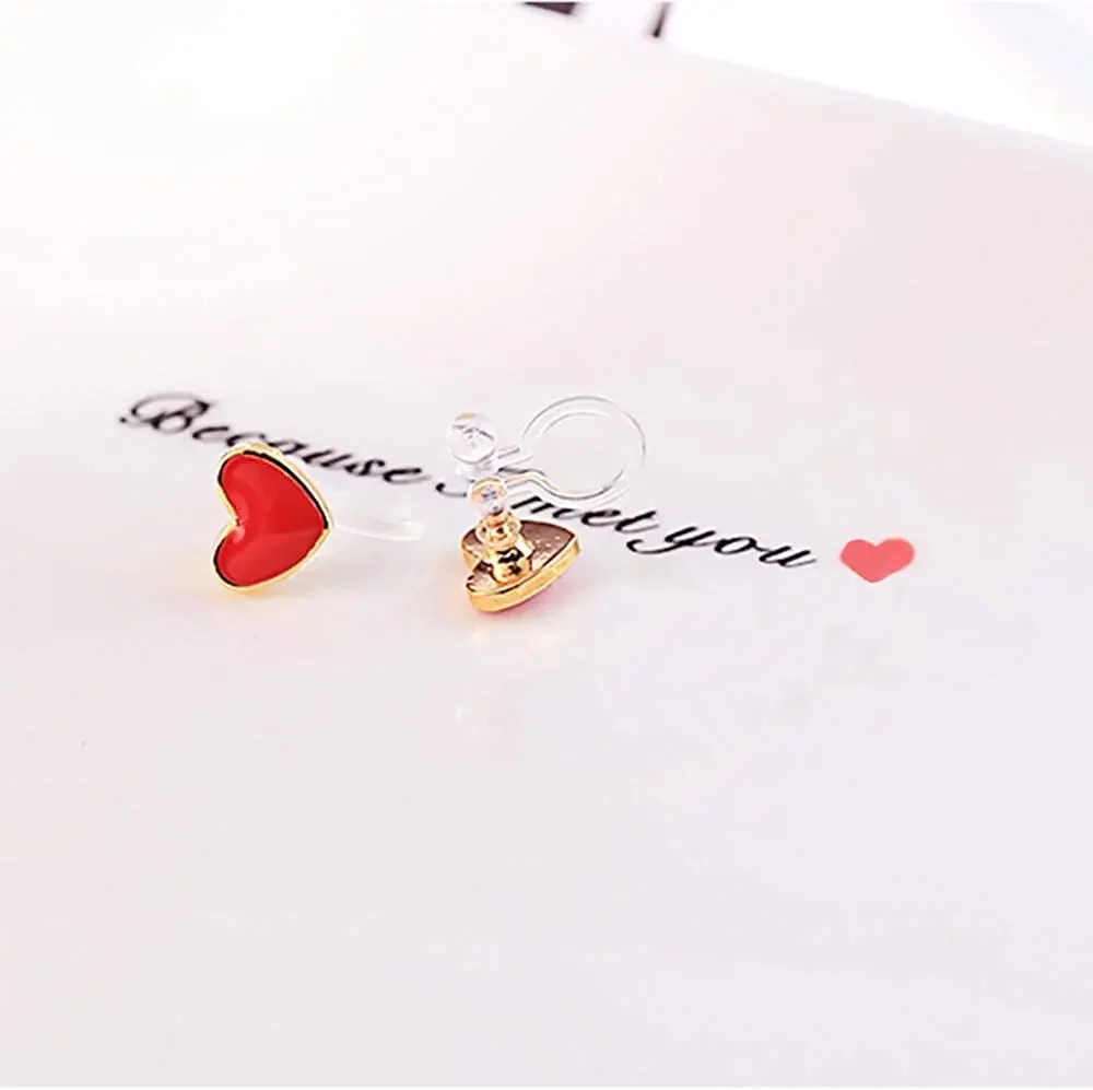 GRACE JUN Cute Transparent Invisible Clip on Earrings No Pierced for Girls Kids Comfortable Small Heart Flower Animal Ear Clip