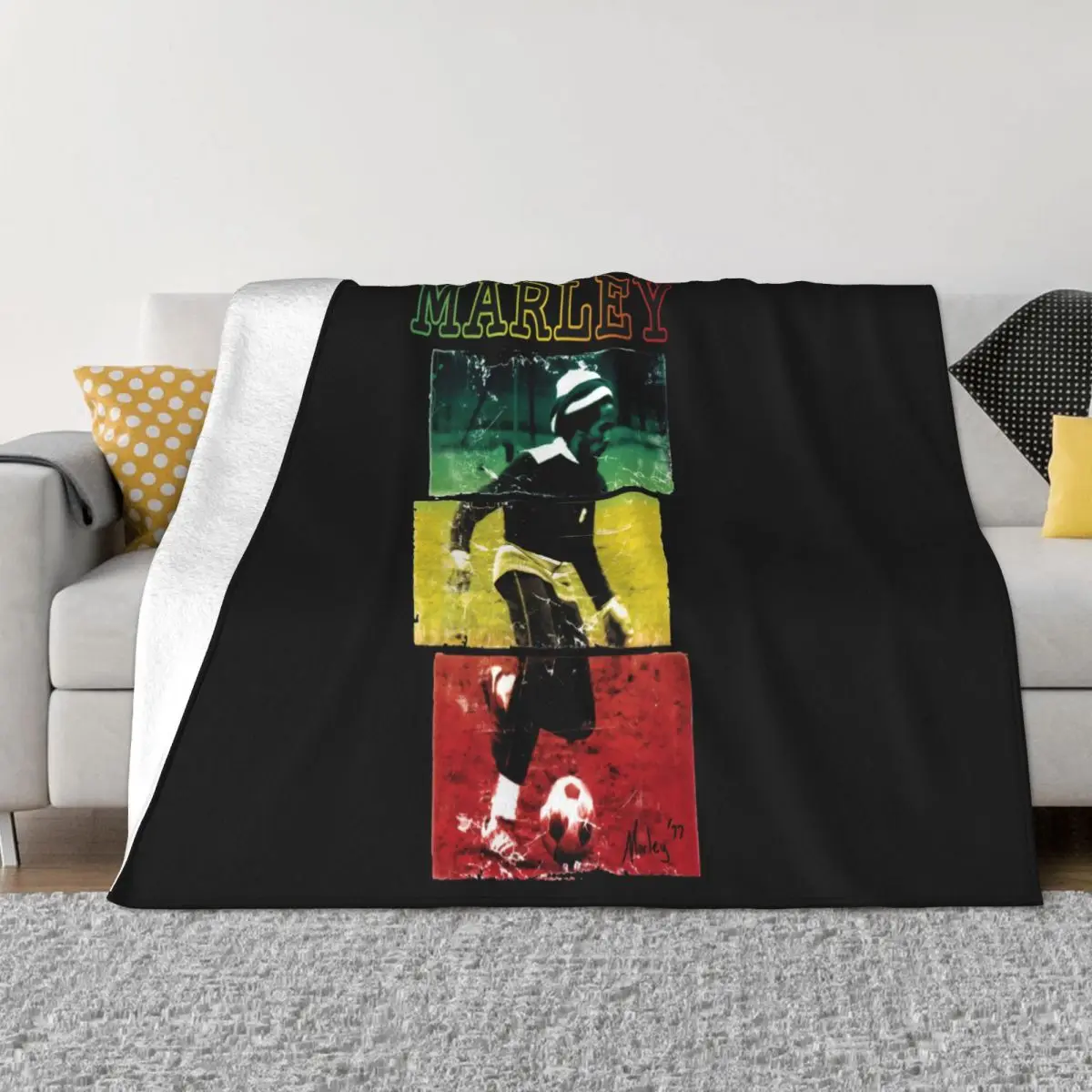 Bob Marley Football Text Official Mens 3D Classic Comfortable Hip-Hop Pattern 2021 Latest Gift Holiday Formal Throw Blanket