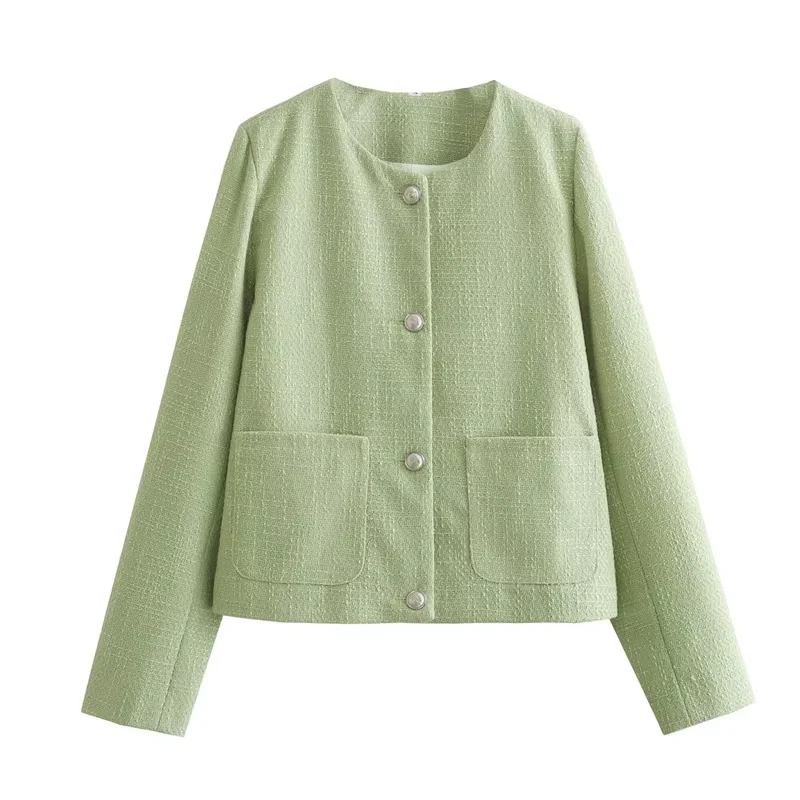 

Women's Jacket New Summer Style for 2025 Light Green Long-sleeve Casual Jacket Elegant High-end Personality