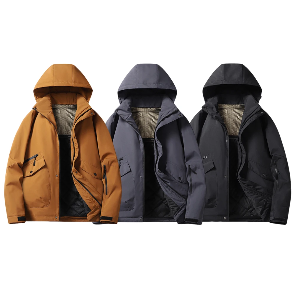 Мужское однотонное пальто с большим карманом, мужской повседневный пуховик, уличная модная ветрозащитная повседневная альпинистская куртка